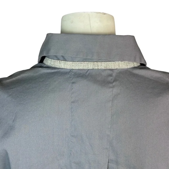 Lafayette 148 Button Up Shirt XS poplin cotton Gray Military Utility Workwear - Picture 8 of 10